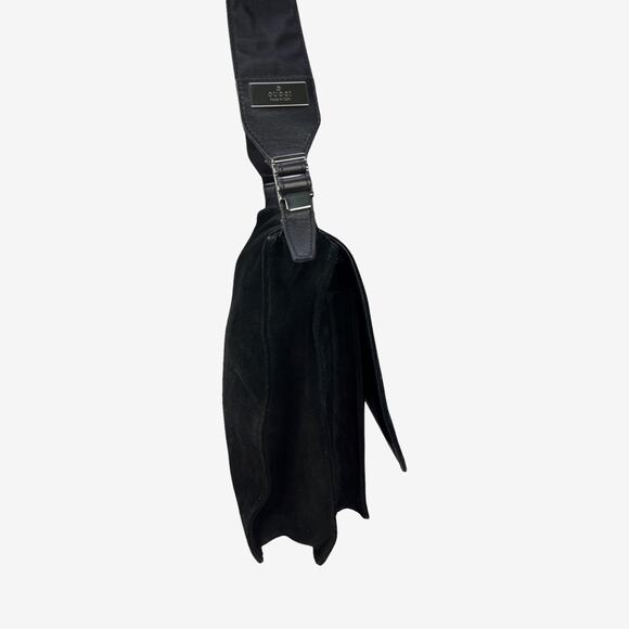 Gucci Black Suede Shoulder Bag 001 3266 Vintage Messenger Style Made In Italy - Picture 13 of 16